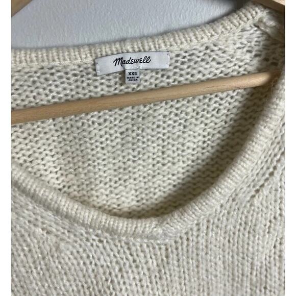 Madewell Balloon Sleeve Sweater Cream V Neck Alpaca Wool Blend Pullover Size XXS - Picture 4 of 5